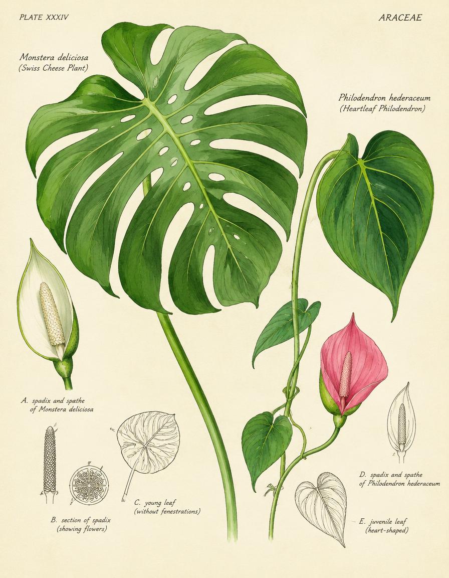 Prancha botânica de monstera